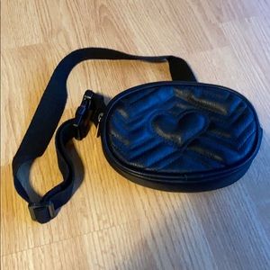 Black Designer Inspired Quilted Heart Fanny Pack
